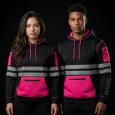 Hi-Vis Workwear Fleece Pullover Hoodie – Pink/Black Workwear TORO ACTIVA
