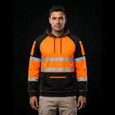 Hi-Vis Pullover Fleece Hoodie – Orange/Black Workwear TORO ACTIVA