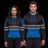 Hi-Vis Workwear Fleece Pullover Hoodie – Blue/Black Workwear TORO ACTIVA