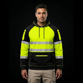 Hi-Vis Pullover Fleece Hoodie – Yellow/Black Workwear TORO ACTIVA