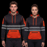 Hi-Vis Workwear Fleece Pullover Hoodie – Orange/Black Workwear TORO ACTIVA
