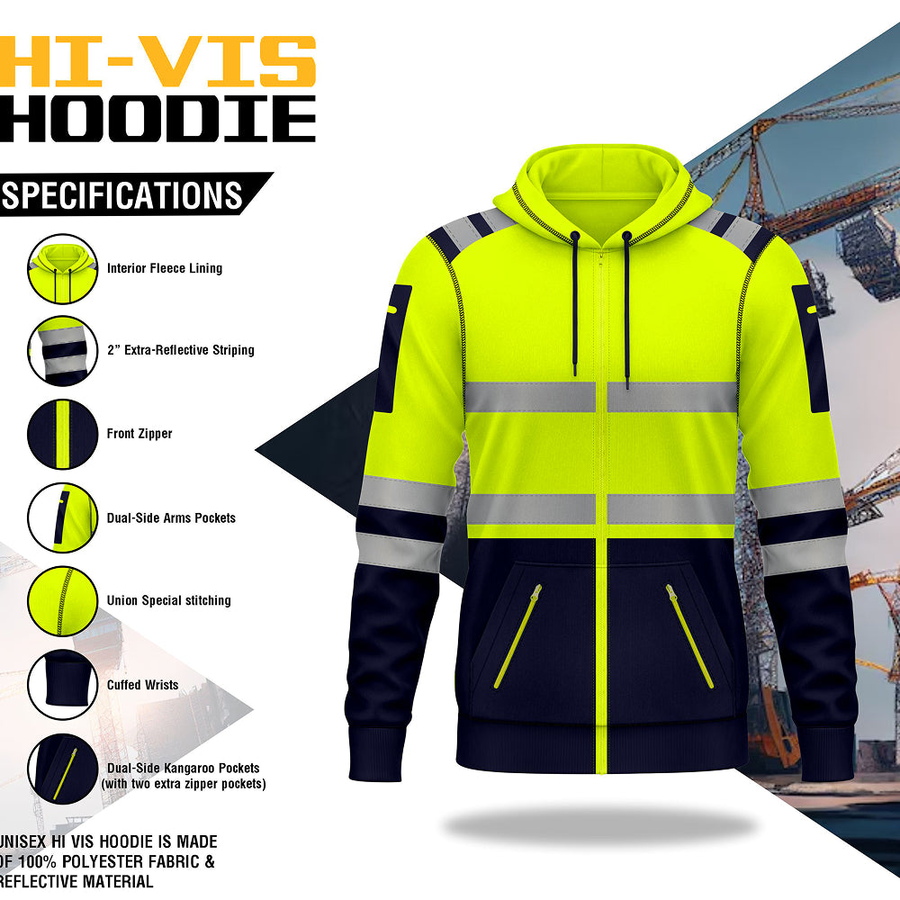 Toro Activa Pullover Fleece Hi-Vis Full Zip Hoodie 8 - Yellow/Navy TORO ACTIVA