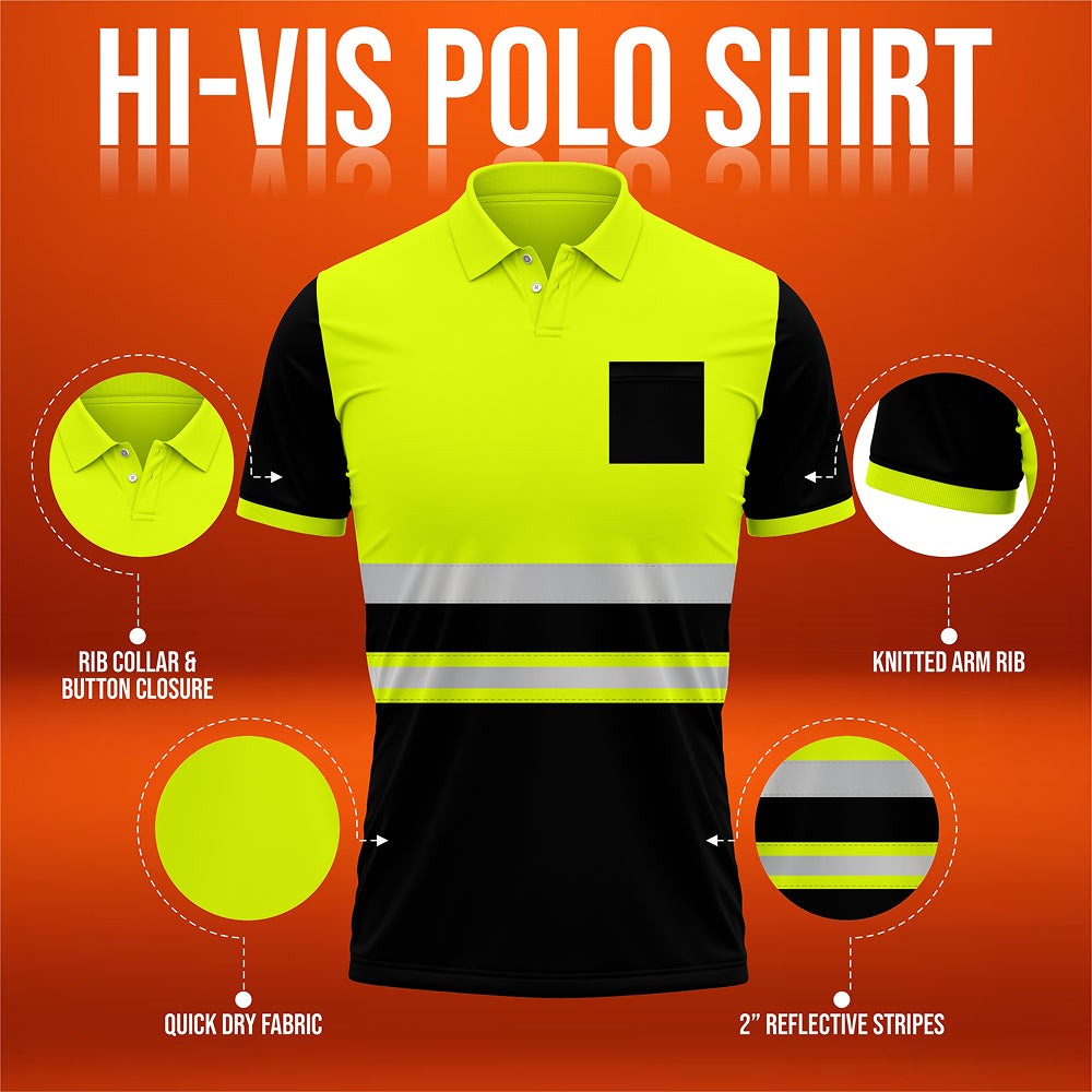 Toro Activa High Visibility Safety Work Wear Short Sleeve Polo Shirt P103 TORO ACTIVA