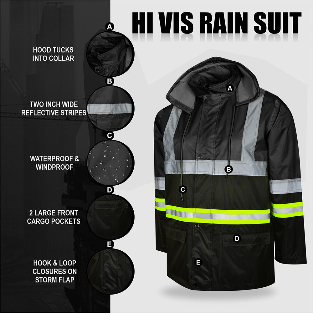 Toro Activa Lightweight Hi-Vis Rainsuit - RS104 Black/Yellow TORO ACTIVA