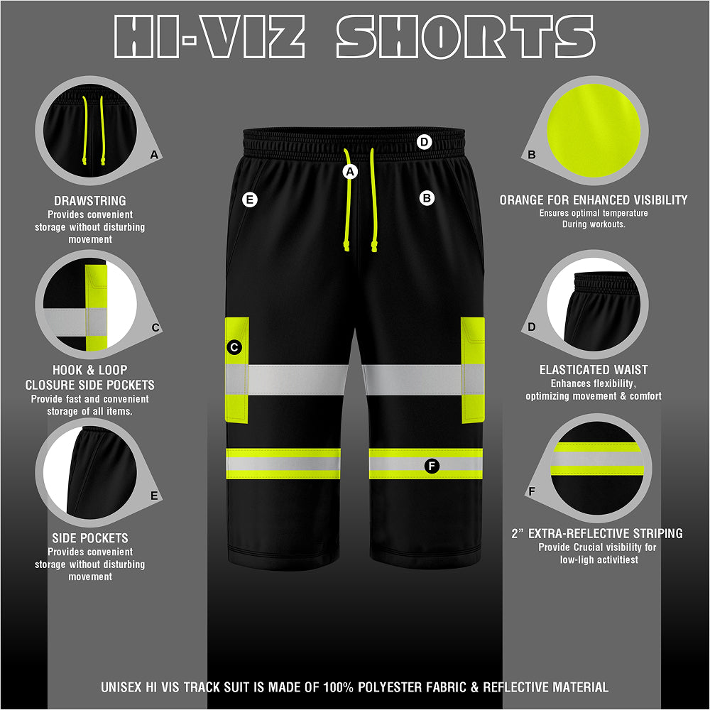 Toro Activa Hi-Vis Fleece Shorts SH104 - Black/Yellow TORO ACTIVA