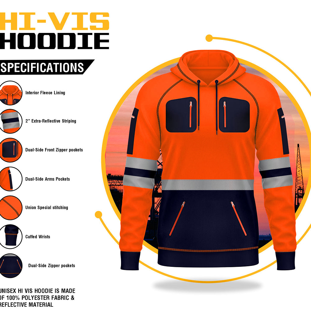 Toro activa Essential Hi-Vis Fleece Hoodie 2- Orange/Navy TORO ACTIVA