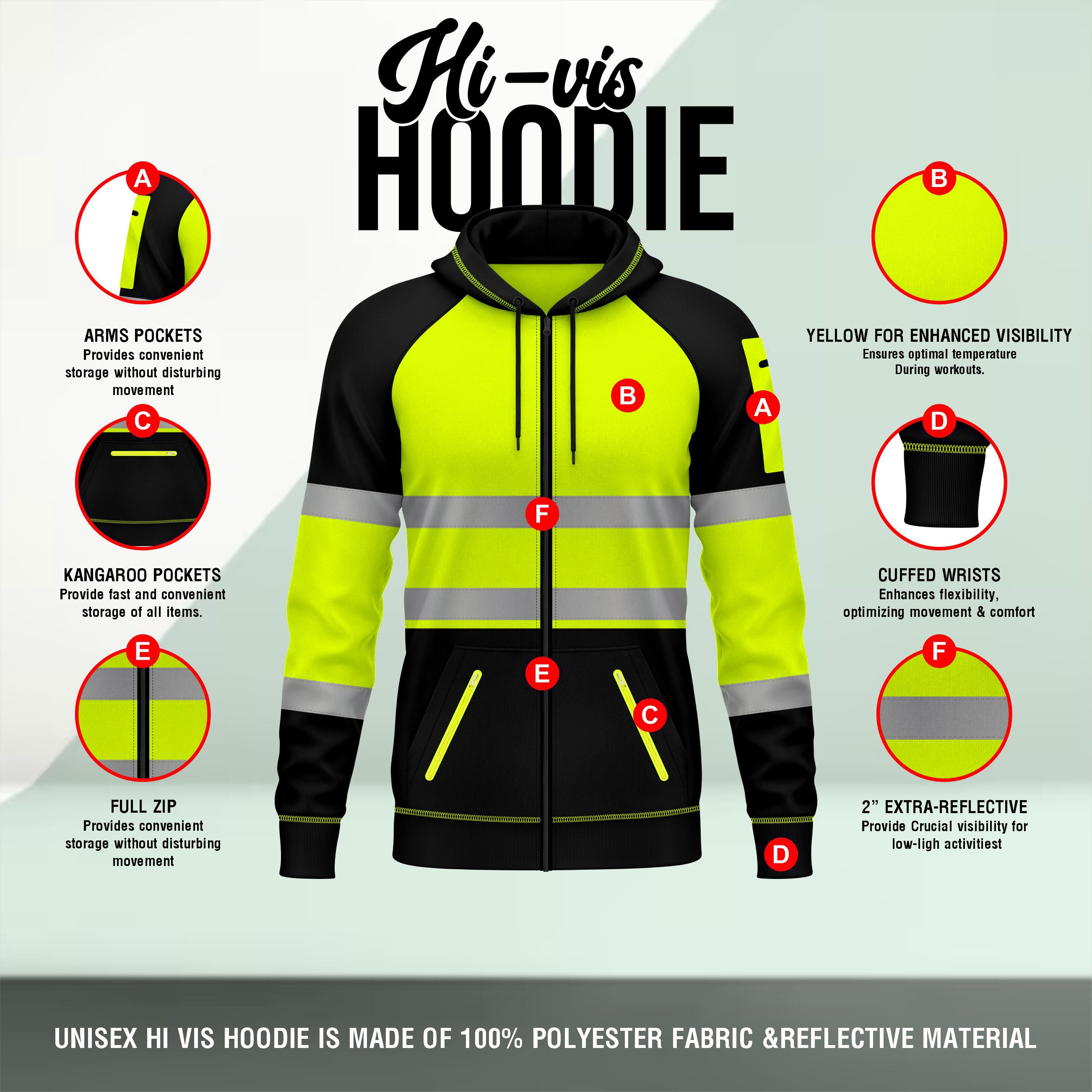 Toro Activa Hi-Vis Fleece Zipper Pullover Hoodie 1002 TORO ACTIVA