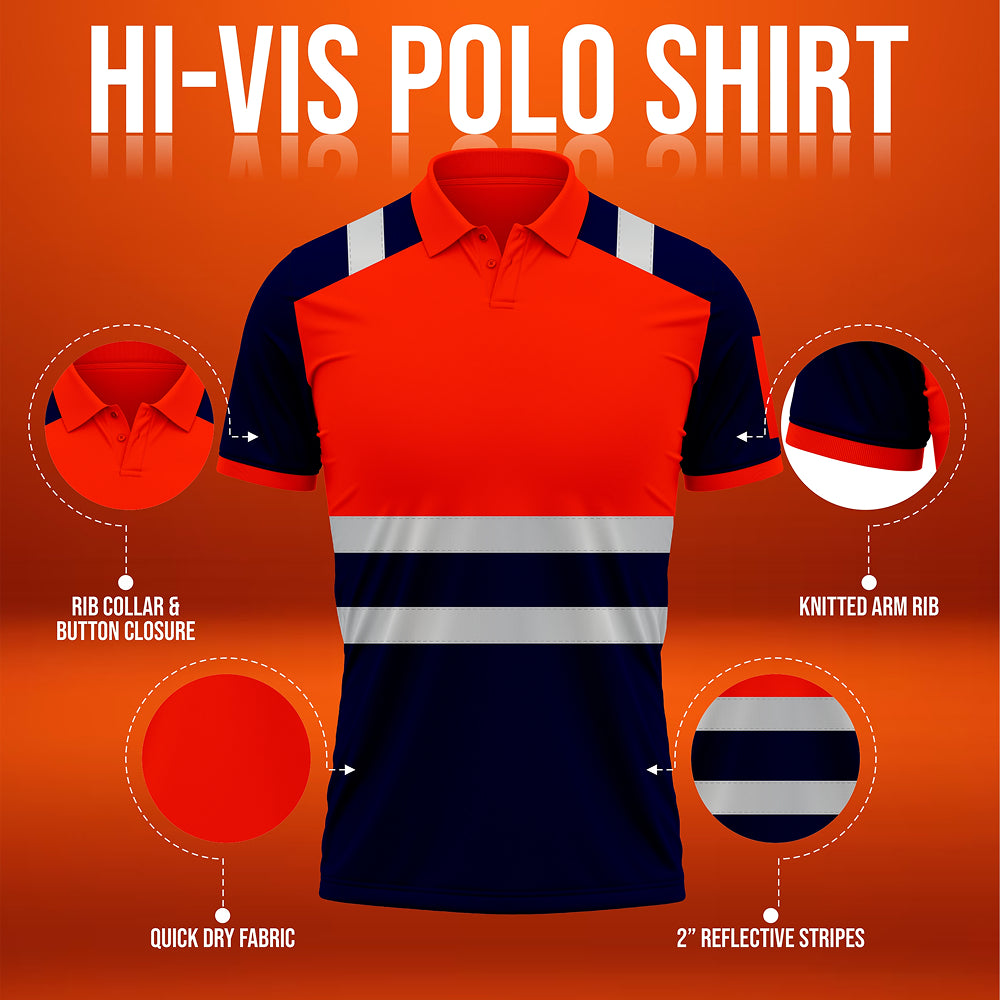 Toro Activa High Visibility Safety Work Wear Short Sleeve Polo Shirt P101 TORO ACTIVA