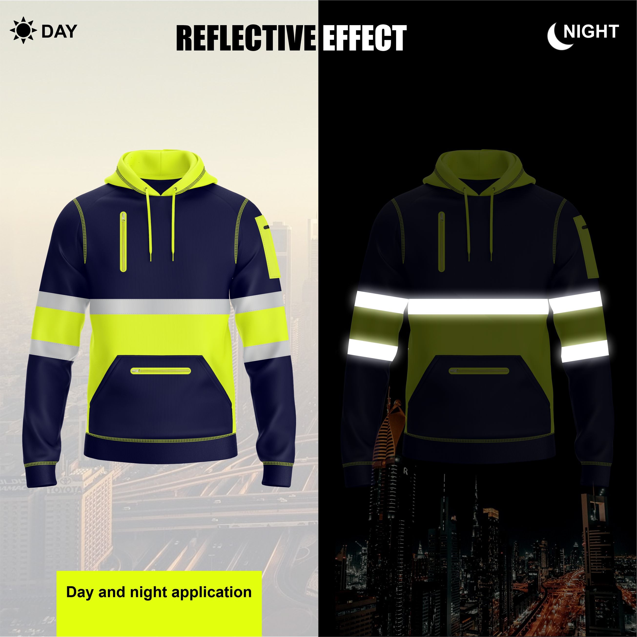 Hi-Vis Work Hoodie 1001 - Yellow/Navy | Fleece Workwear TORO ACTIVA