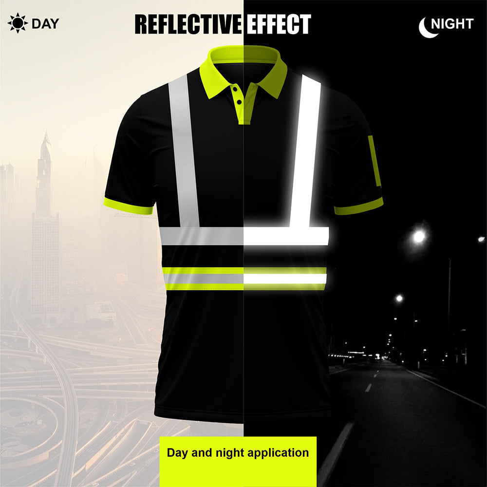 High Visibility Safety Polo Shirt P104 - Yellow/Black TORO ACTIVA
