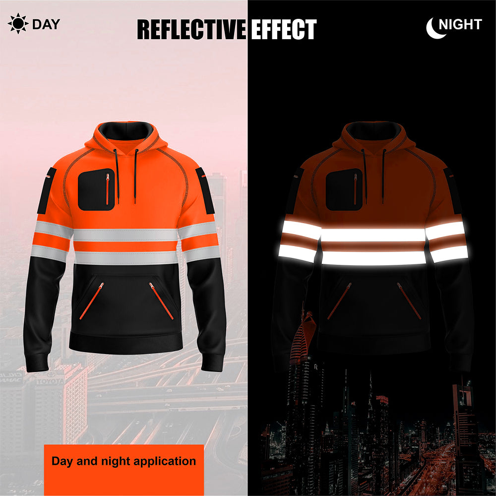 Toro Activa Hi-Vis Fleece Workwear Hoodie 3 - Orange/Black TORO ACTIVA