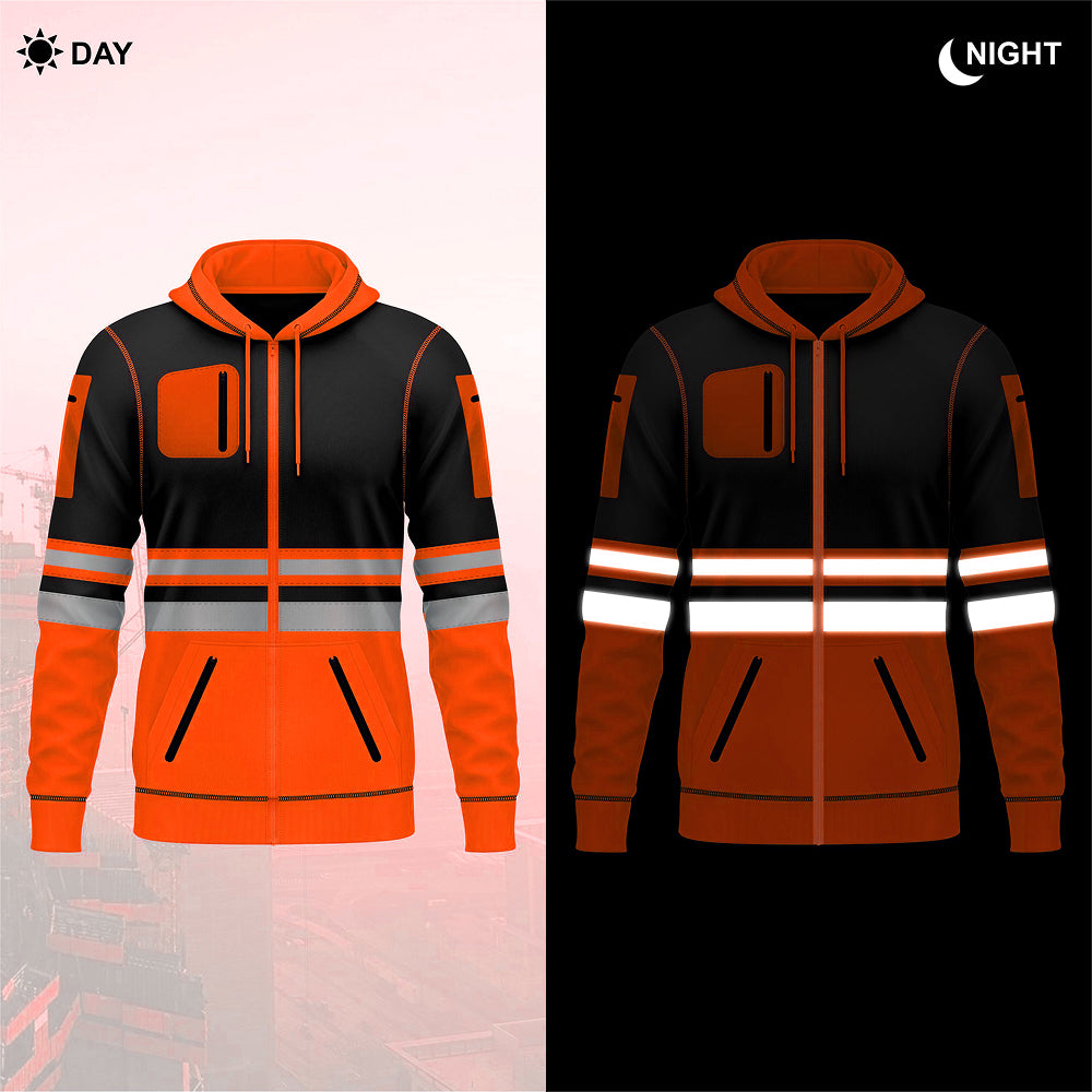 Toro Activa Hi-Vis Fleece Fullzip Pullover Hoodie 1013 - Orange/Black TORO ACTIVA