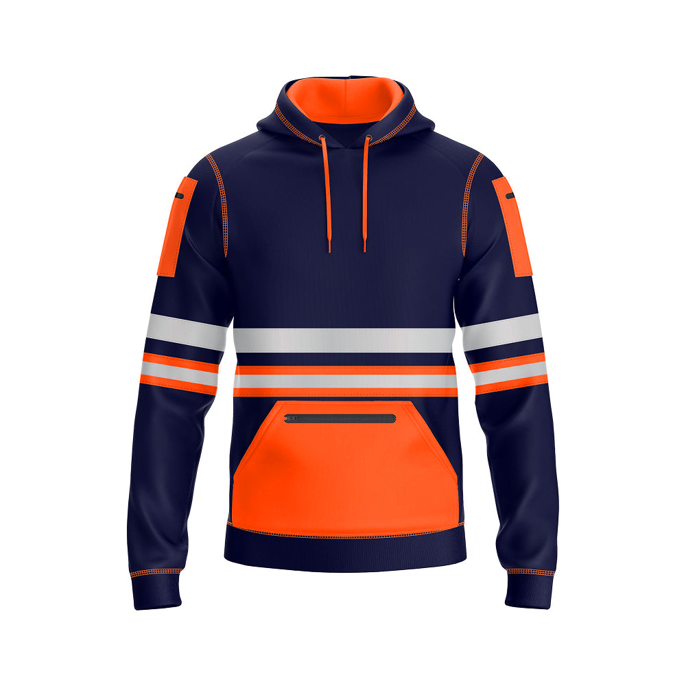 Toro Activa Essential Hi-Vis Fleece Pullover Hoodie 1006 Orange Navy TORO ACTIVA