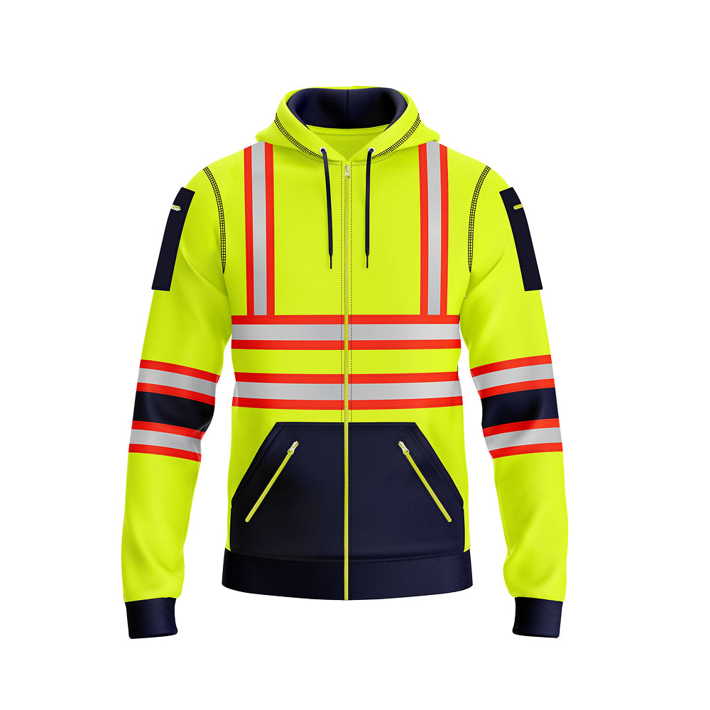 Toro Activa Hi-Vis Fleece Full Zip Workwear Hoodie 11 Yellow Navy TORO ACTIVA