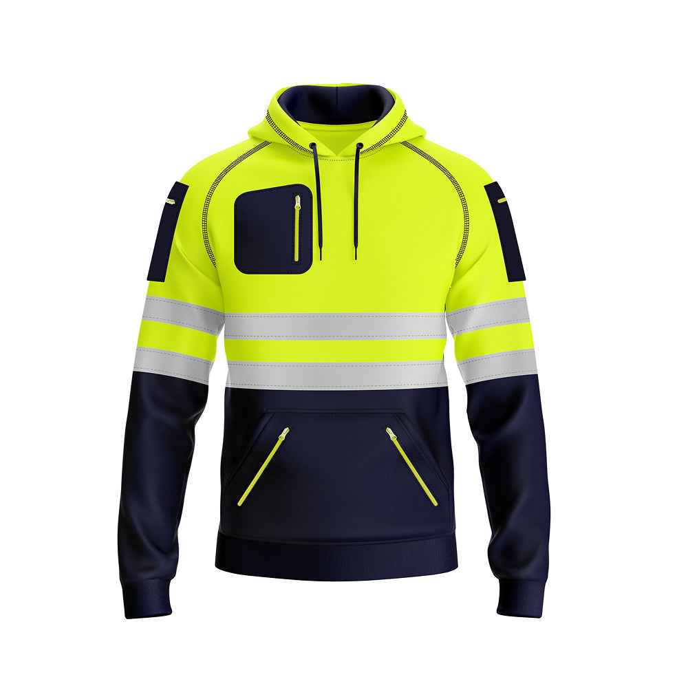 Toro Activa Hi-Vis Fleece Workwear Hoodie 3 - Yellow/Navy Yellow Navy TORO ACTIVA