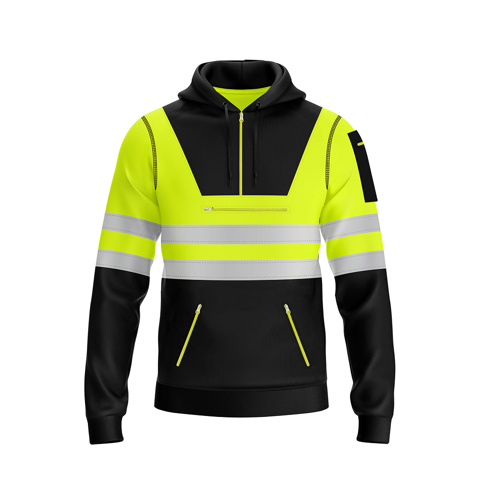 Hi-Vis Work Hoodie 6 | High Visibility Workwear Pullover Yellow Black TORO ACTIVA