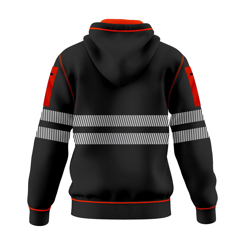 Hi-Vis Workwear ESSENTIAL Fleece Pullover Hoodie W1006 - Black/Orange TORO ACTIVA