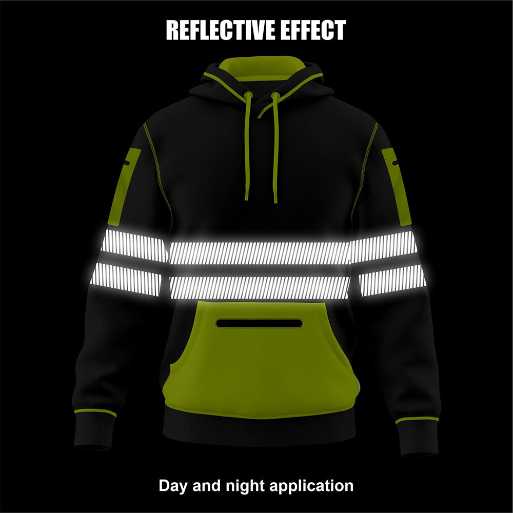 Hi-Vis Workwear ESSENTIAL Fleece Pullover Hoodie W1006 - Black/Yellow TORO ACTIVA