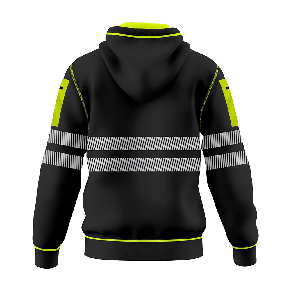 Hi-Vis Workwear ESSENTIAL Fleece Pullover Hoodie W1006 - Black/Yellow TORO ACTIVA