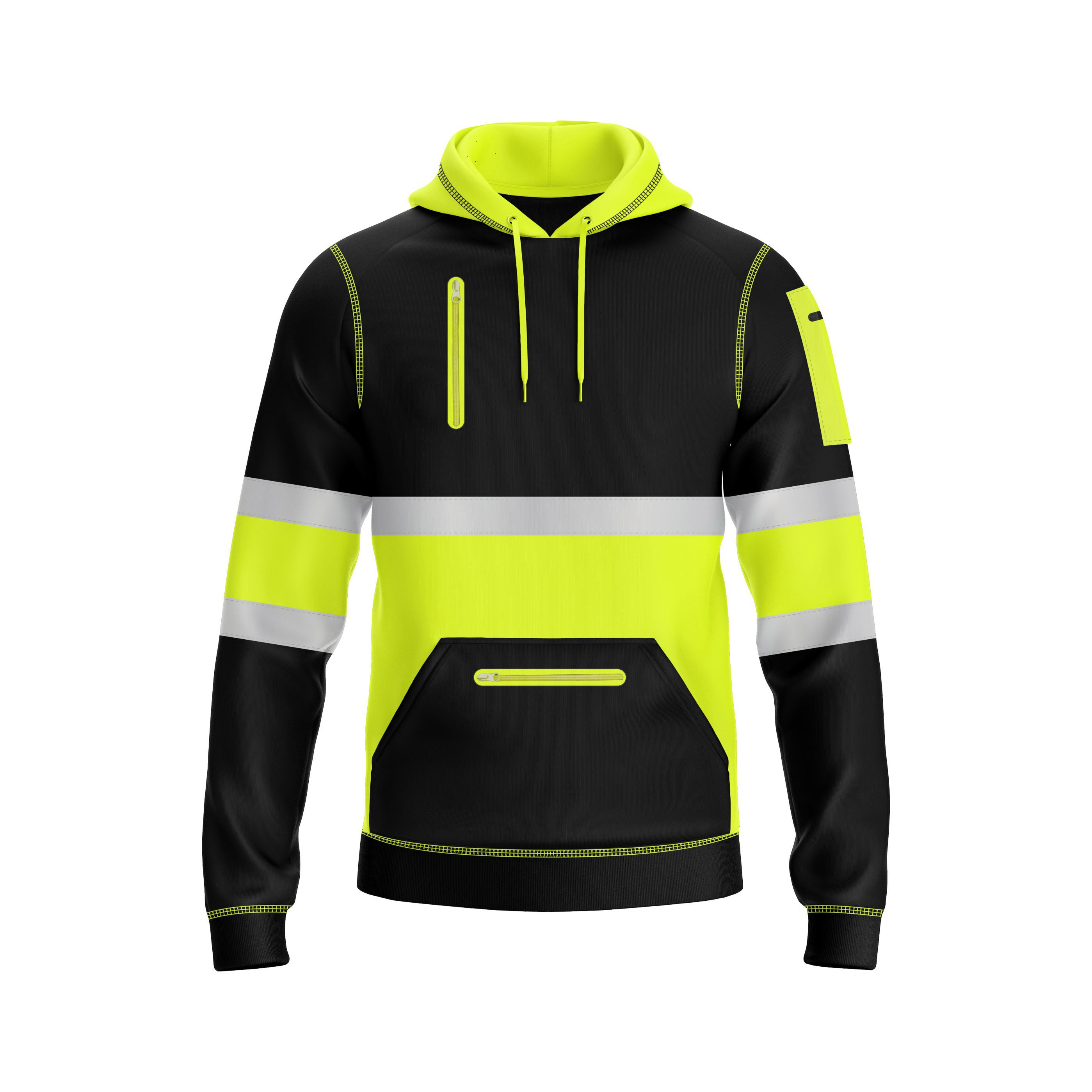 Hi-Vis Work Hoodie 1001 | Fleece Workwear Pullover Yellow Black TORO ACTIVA