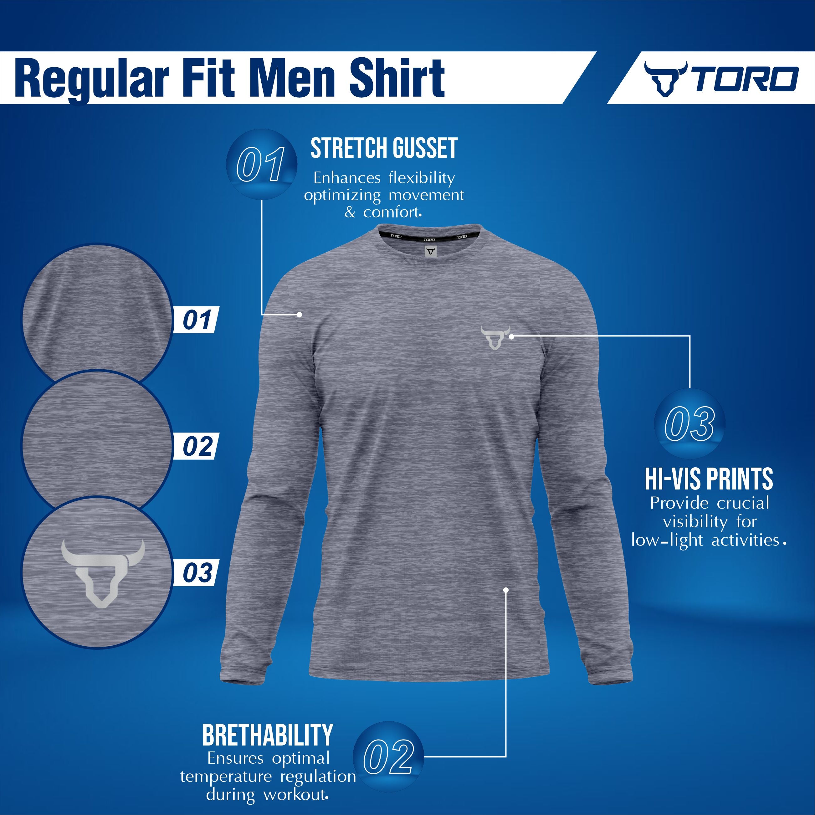 Toro Activa PrimeFlex L/S Shirts - 3 Colour Pack ( Red , Grey, Teal ) TORO ACTIVA