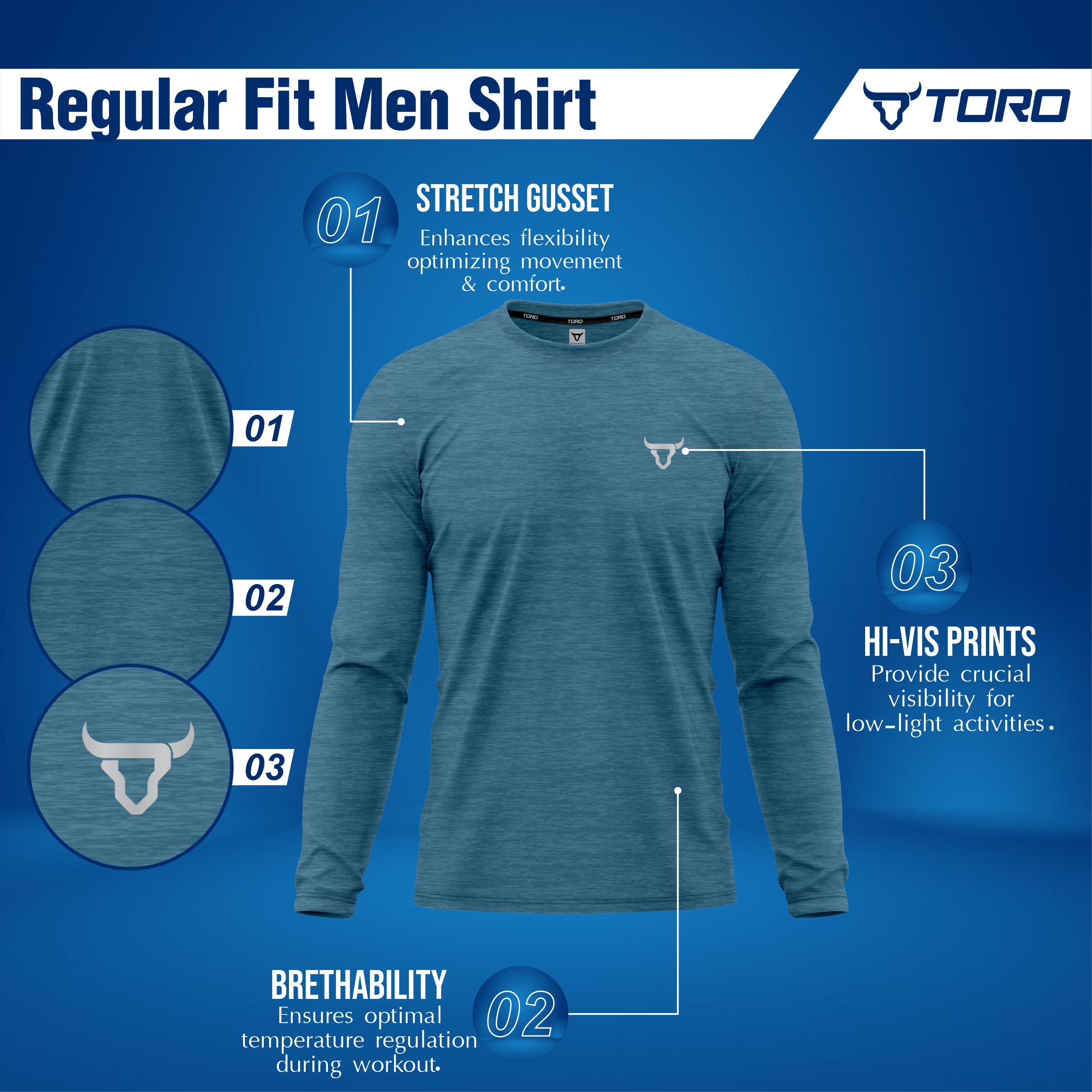 Toro Activa PrimeFlex L/S Shirts - 3 Colour Pack ( Red , Grey, Teal ) TORO ACTIVA