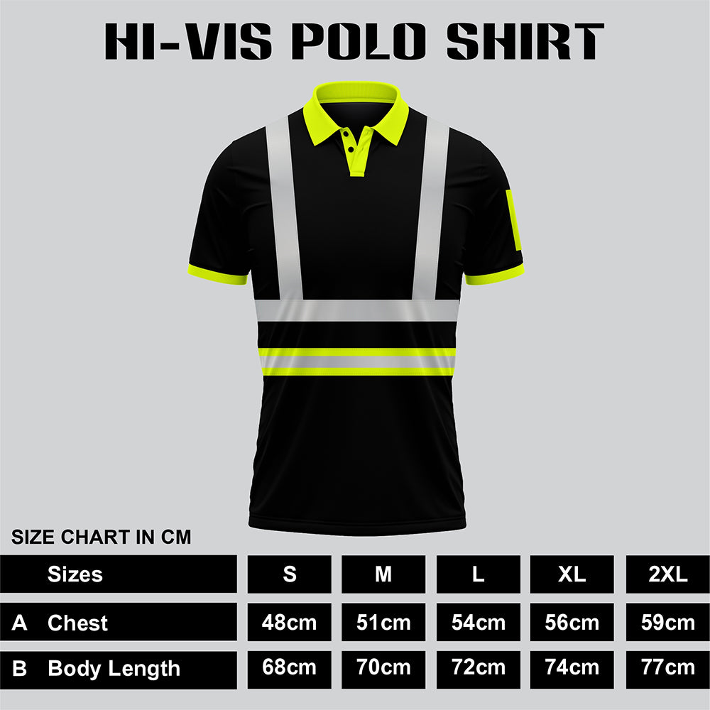 High Visibility Safety Polo Shirt P104 - Yellow/Black TORO ACTIVA