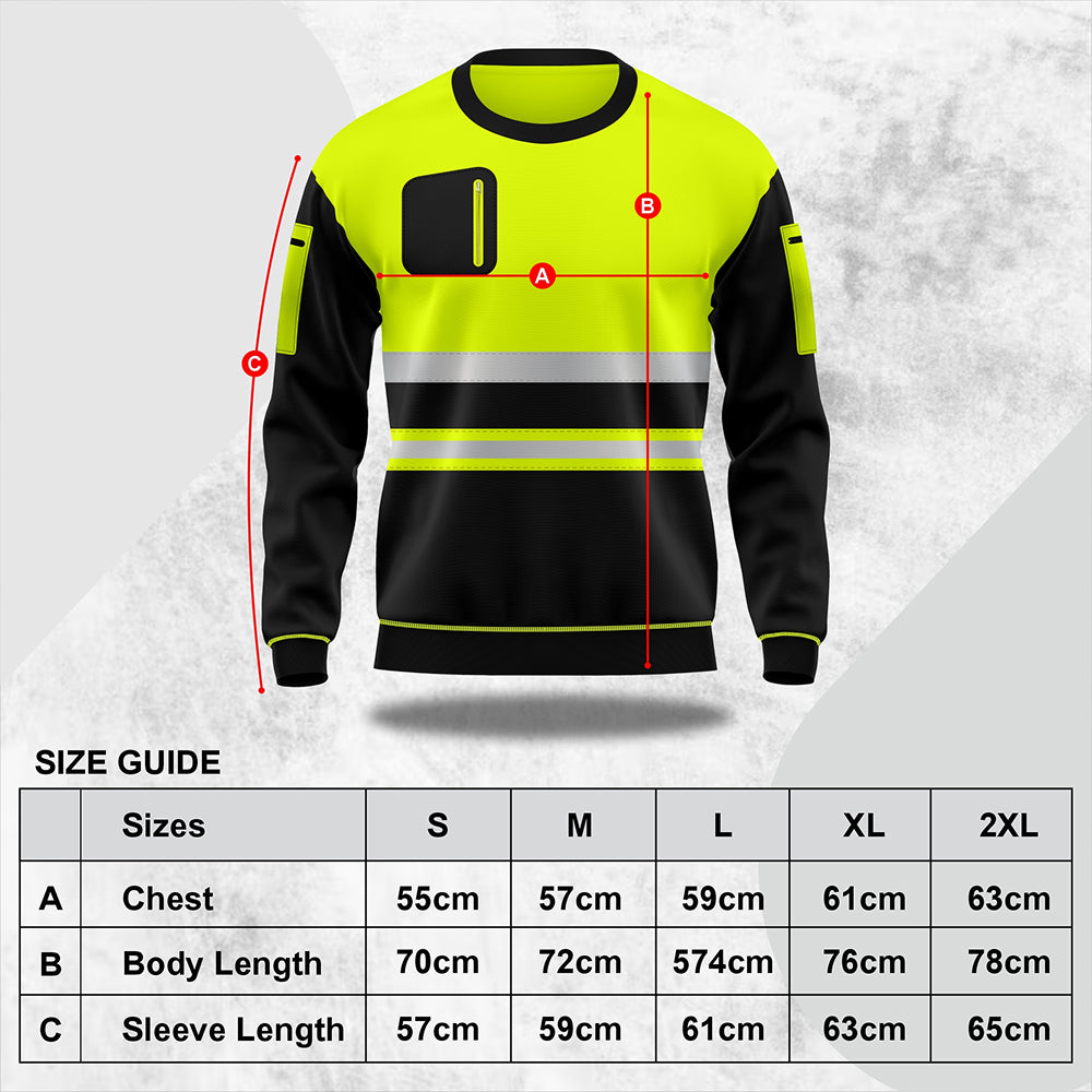 Hi-Vis Work Sweatshirt S103 - Yellow/Black | Workwear TORO ACTIVA