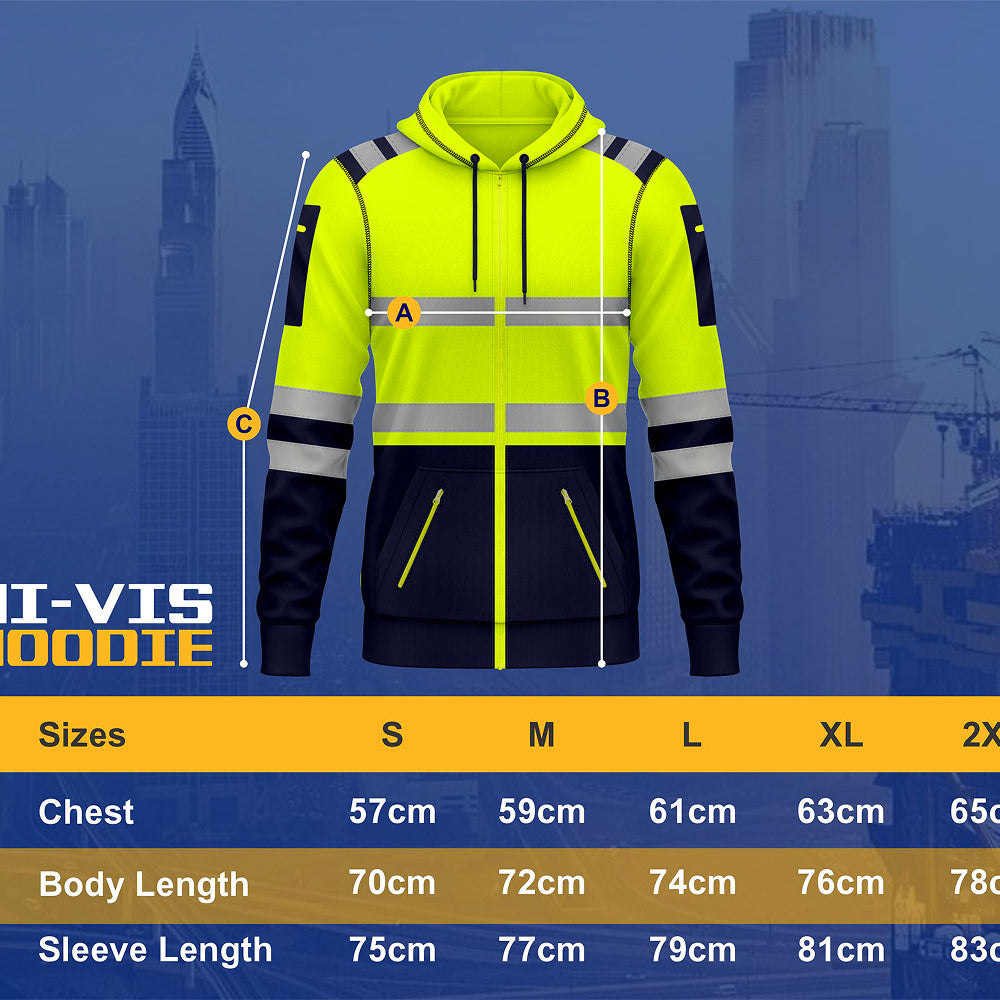 Toro Activa Pullover Fleece Hi-Vis Full Zip Hoodie 8 - Yellow/Navy TORO ACTIVA