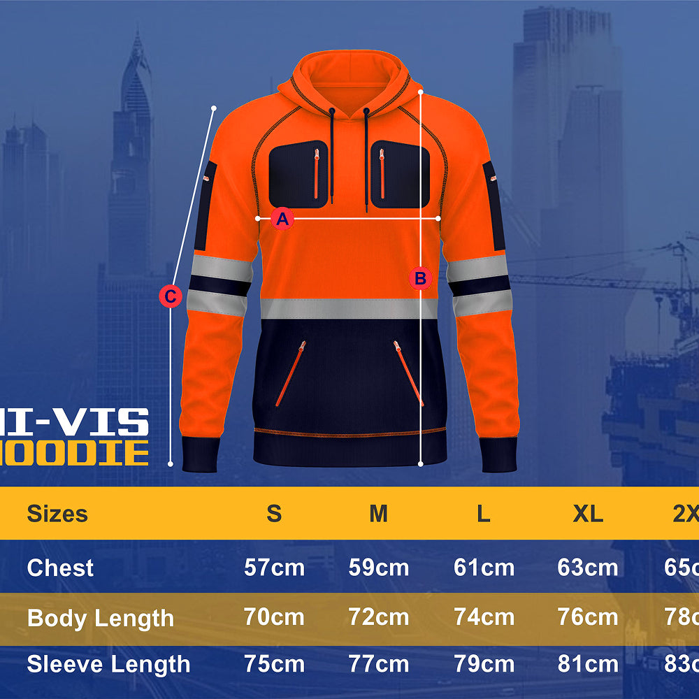 Toro activa Essential Hi-Vis Fleece Hoodie 2- Orange/Navy TORO ACTIVA