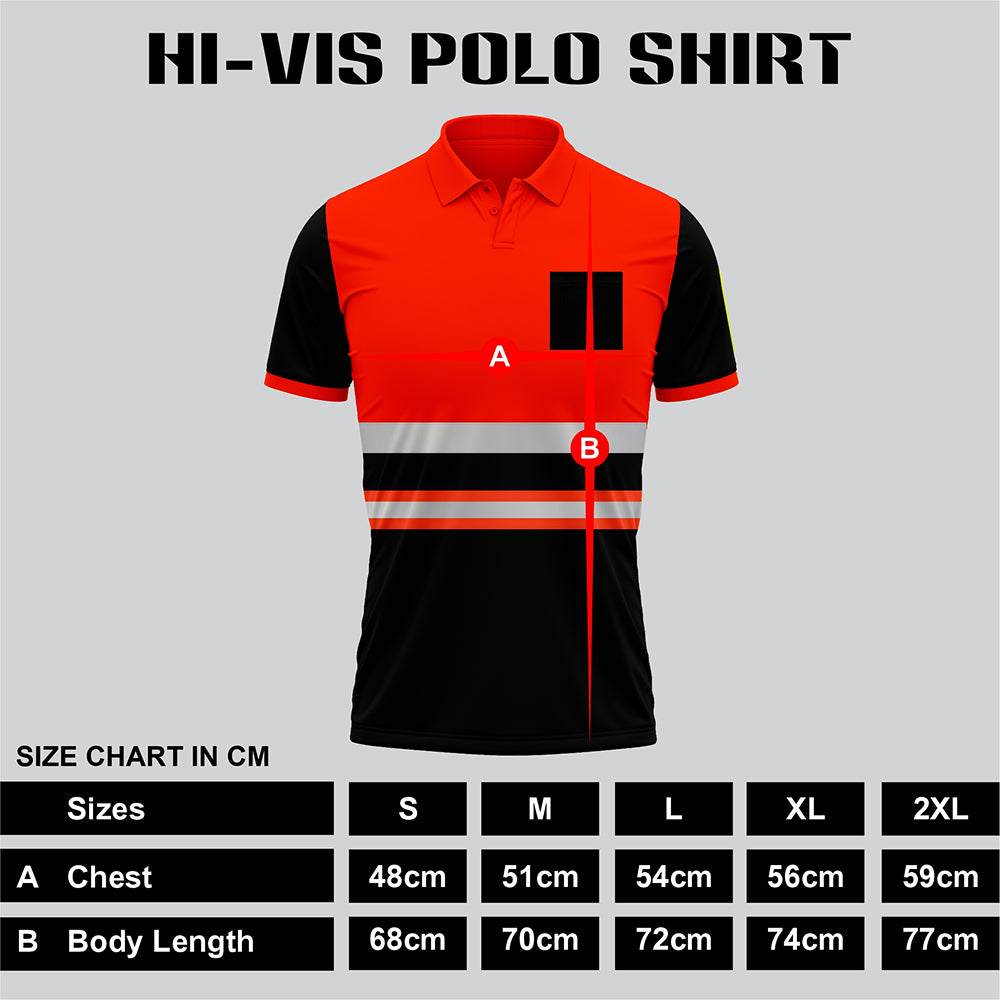 High Visibility Polo Shirt P103 - Orange/Black TORO ACTIVA