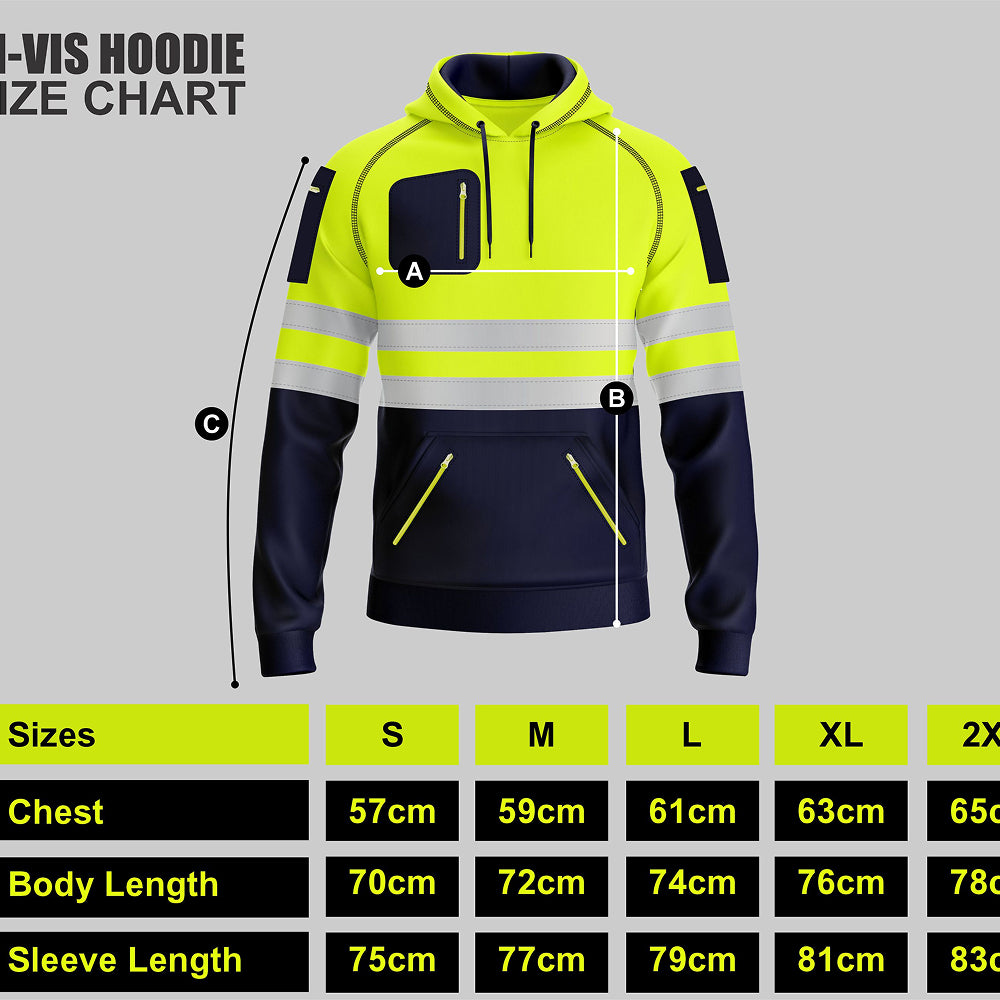 Toro Activa Hi-Vis Fleece Workwear Hoodie 3 - Yellow/Navy TORO ACTIVA