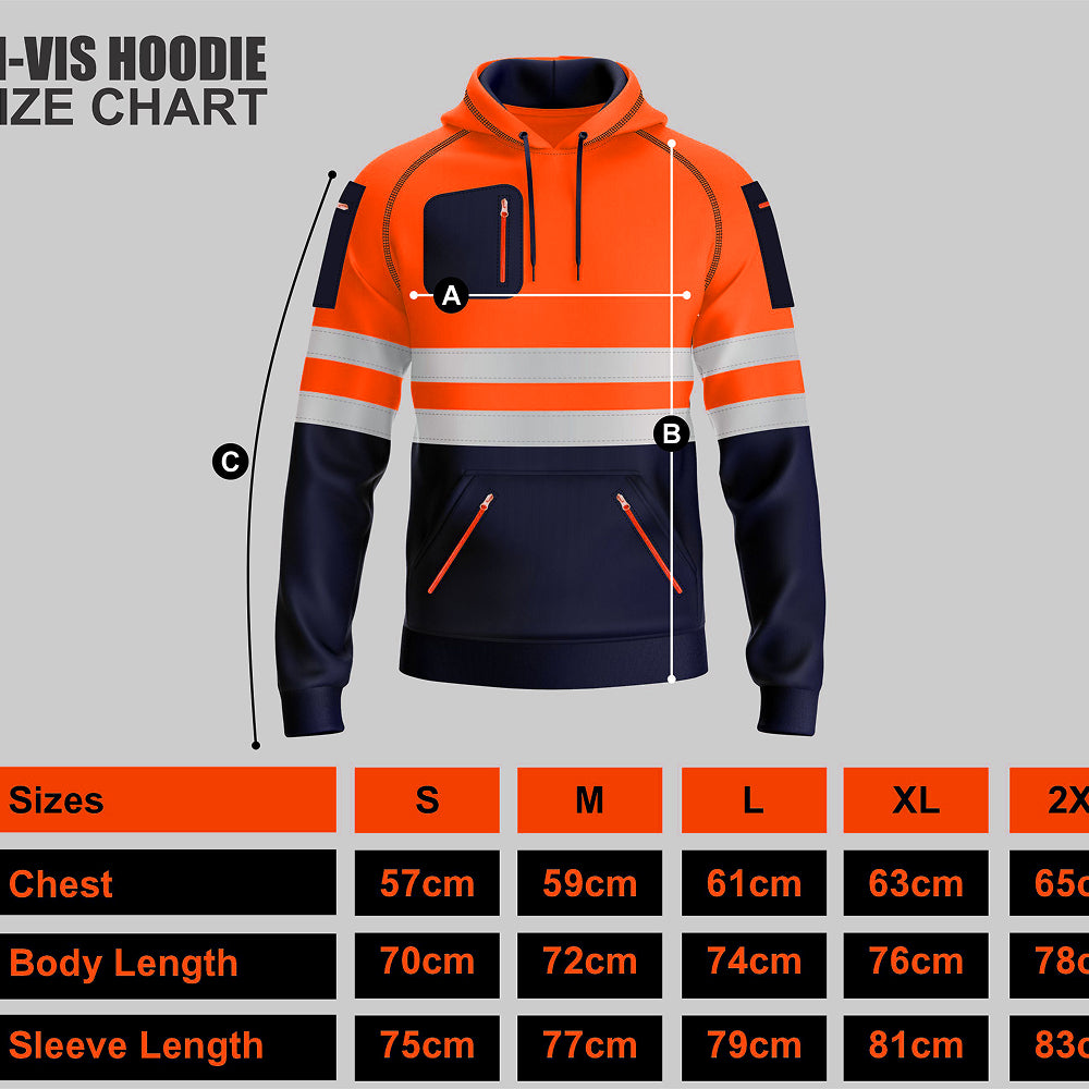 Toro Activa Hi-Vis Fleece Workwear Hoodie 3 - Orange/Navy TORO ACTIVA