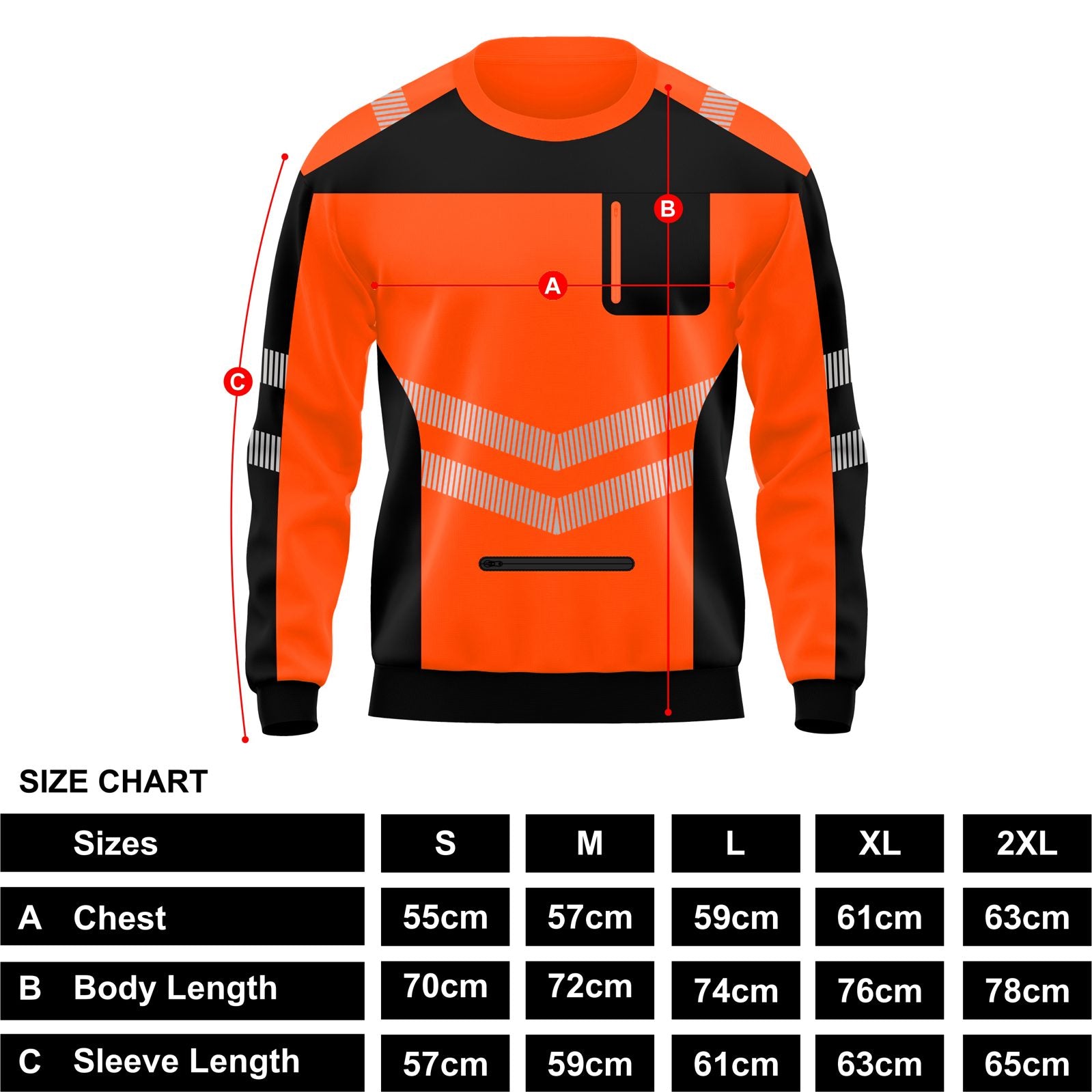 Toro Activa Hi-Vis Pullover Pockets Crew Neck Cuffed Sweatshirt - Black/Orange TORO ACTIVA
