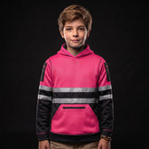 Kids Pink Hi-Vis Fleece Hoodie – Reflective, Ages 7–13 TORO ACTIVA