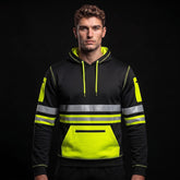 Hi-Vis Fleece Hoodie – Yellow/Black Workwear (S-5XL) TORO ACTIVA