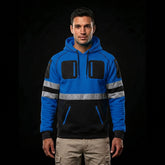 Hi-Vis Fleece Pullover Hoodie – Blue/Black Workwear (S-2XL) TORO ACTIVA