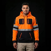 Hi-Vis Fleece Pullover Hoodie – Orange/Black Workwear (S-2XL) TORO ACTIVA