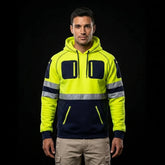 Hi-Vis Fleece Zip Hoodie – Yellow/Navy Workwear (S-5XL) TORO ACTIVA