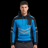 Hi-Vis Fleece Hoodie – Blue/Black Workwear (S-2XL) TORO ACTIVA