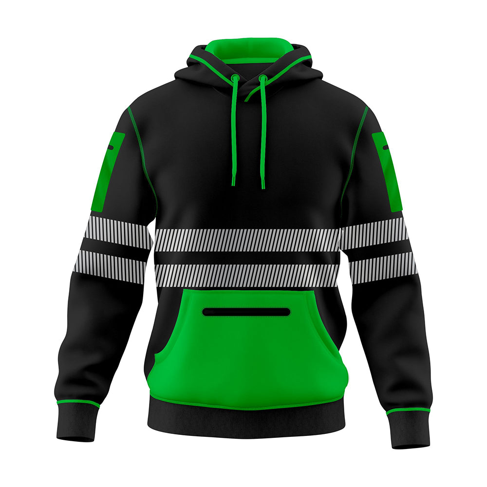 Toro Activa Hi-Vis Workwear Fleece Pullover Hoodie W1006 Green Black TORO ACTIVA