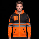 Hi-Vis Fleece Fullzip Hoodie – Orange/Black Workwear TORO ACTIVA