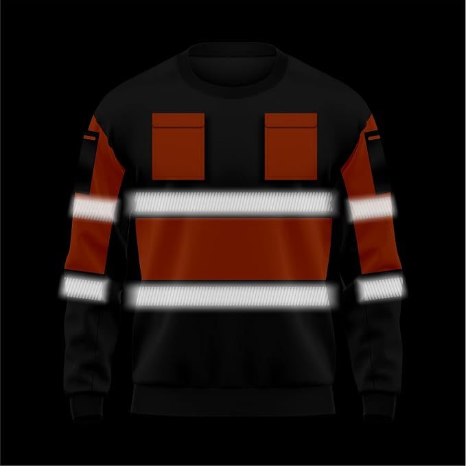Orange and Black Hi-Vis Long Sleeve Round Neck Sweatshirt - side view