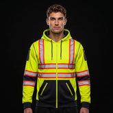 Yellow Black Hi Vis Hoodie | Hi Vis Work Hoodie Full Zip Fleece S-2XL TORO ACTIVA