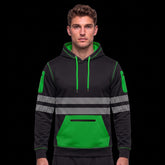 Hi-Vis Workwear Fleece Pullover Hoodie – Green/Black Workwear TORO ACTIVA