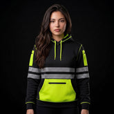 Hi-Vis Workwear Fleece Pullover Hoodie – Yellow/Black Workwear TORO ACTIVA
