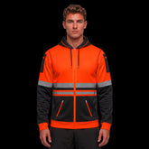 Hi-Vis Zip Fleece Hoodie – Orange/Black Workwear (S-2XL) TORO ACTIVA
