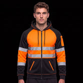 Hi-Vis Fleece Zipper Hoodie – Orange/Black Workwear TORO ACTIVA