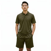 Mens Performance Polo & Shorts Set - Olive TORO ACTIVA