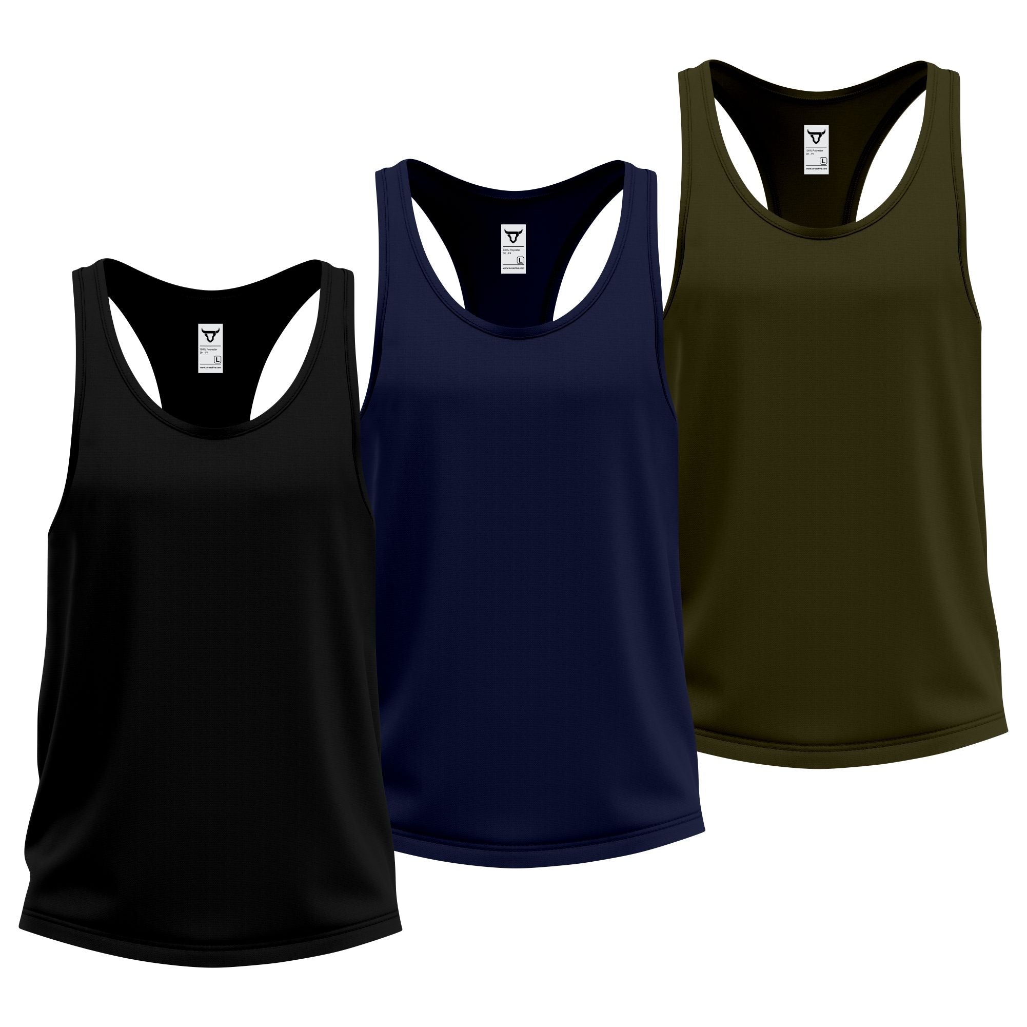 Toro Activa Swiftly Racerback Tank Top - 3 Colour Set Black Navy Olive TORO ACTIVA
